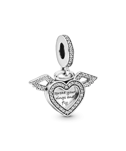 Heart and Angel Wings Dangle Charm