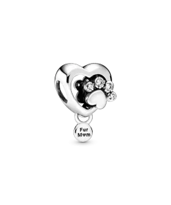Sparkling Paw Print & Heart Charm
