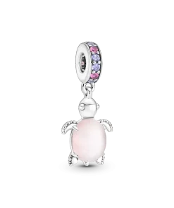 Murano Glass Pink Sea Turtle Dangle Charm