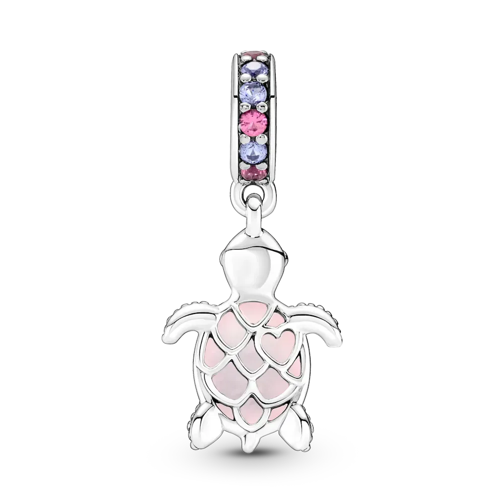 Murano Glass Pink Sea Turtle Dangle Charm - Image 4