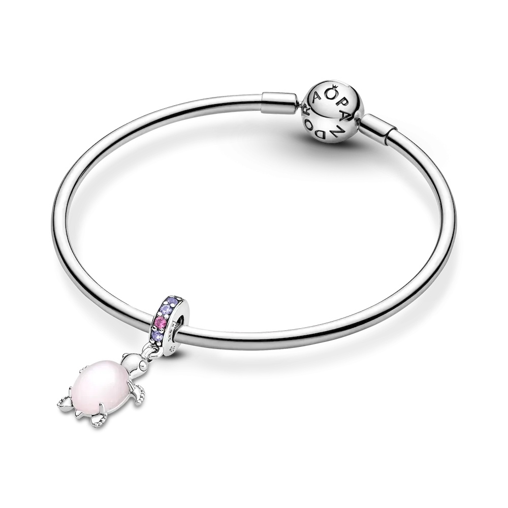 Murano Glass Pink Sea Turtle Dangle Charm - Image 6