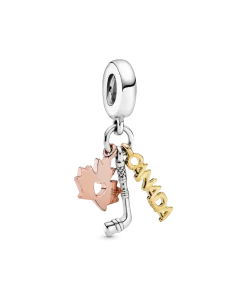 Canada, Maple Leaf & Hockey Stick Dangle Charm