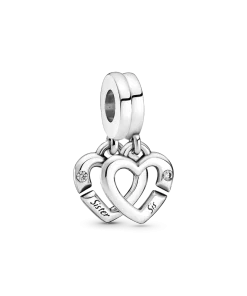Linked Sister Hearts Split Dangle Charm