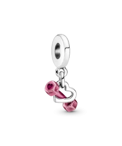 Dumbbell & Heart Dangle Charm