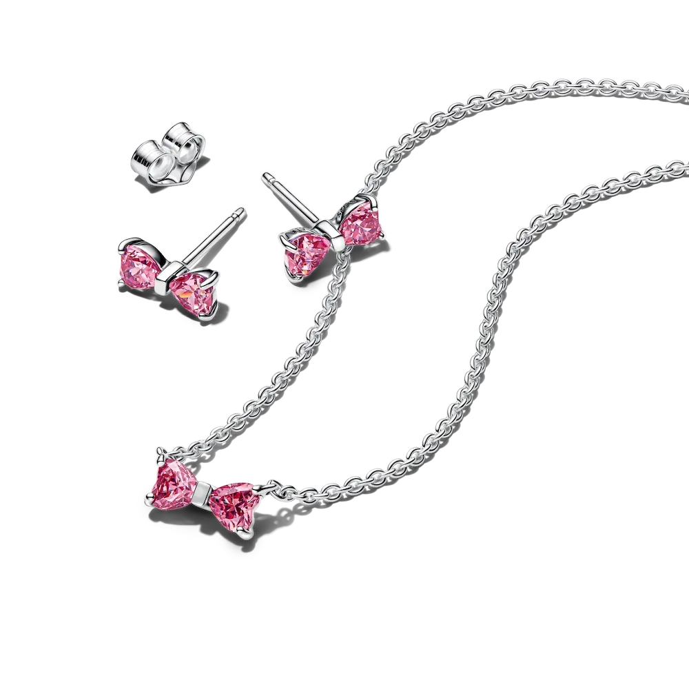 Sparkling Pink Bow Jewelry Gift Set - Image 2
