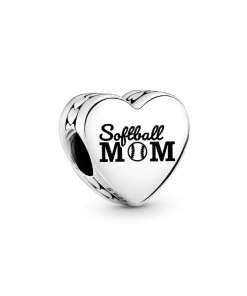 Softball Mom Heart Charm