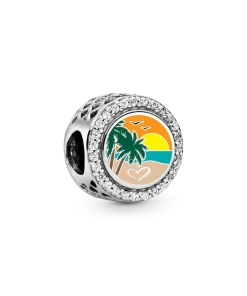 Engravable Beach Heart Scene Charm