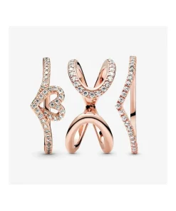 Lots of Love and Sparkle Stacking Ring Set