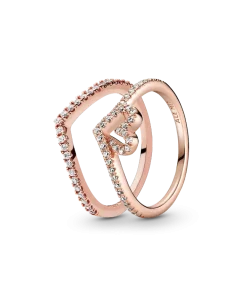 Full of Love and Sparkle Wishbone Ring Set