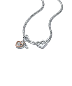 Pandora Moments Studded Chain Necklace and Heart Dangle Set