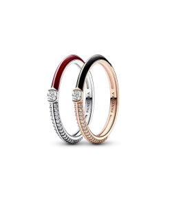 Pandora ME Pavé Red and Black Ring Set