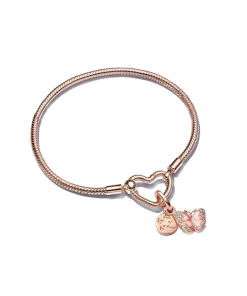 One of a Kind Rose Heart Charm Bracelet Set