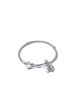 Two-tone Happy Anniversary Charm & Bracelet Set