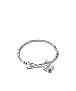 Just Married Two-Tone Wedding Bells Charm & Bracelet Set