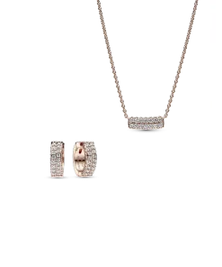 Pavé Rose Double-row Necklace and Earring Set