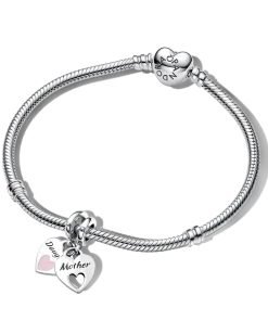 Mother Daughter Splittable Heart Charm and Bracelet Set