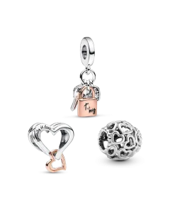 Love Lock and Key Charm Trio
