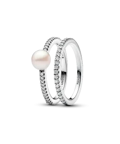 Treated Freshwater Cultured Pearl Ring Band Set