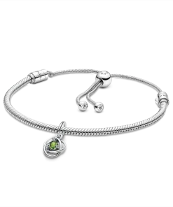 August Eternity Circle Dangle Charm Bracelet Set