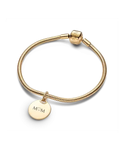 Engravable Round Tag Dangle Charm Bracelet Set