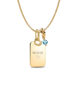 March Engravable Dangle Charm Necklace Set