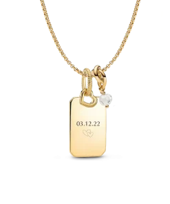 April Engravable Dangle Charm Necklace Set