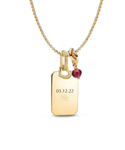 July Engravable Dangle Charm Necklace Set