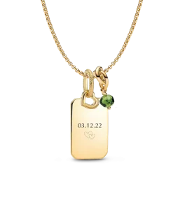 August Engravable Dangle Charm Necklace Set