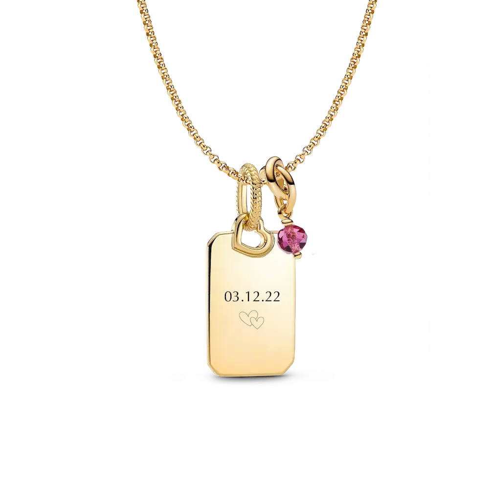 October Engravable Dangle Charm Necklace Set