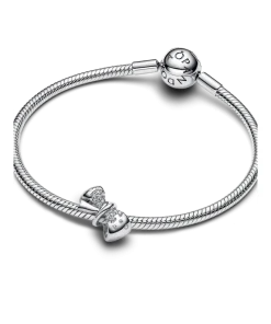 Silver Sparkling Bow Bracelet Set