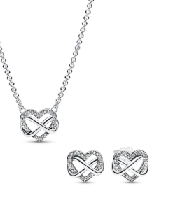 Sparkling Infinity Heart Necklace Set