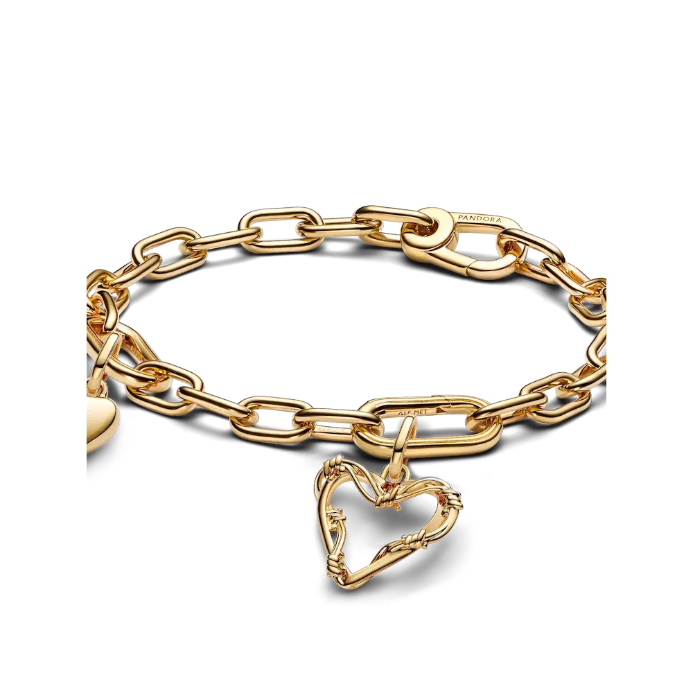 Golden Barbed Wire Heart Bracelet Set