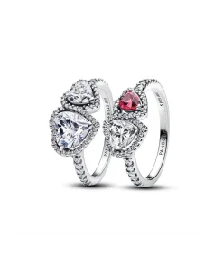 Sparkling Halo Hearts Ring Set