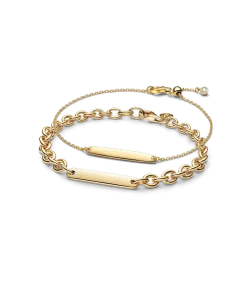 His & Hers Engravable Gold Plated Bracelet Set
