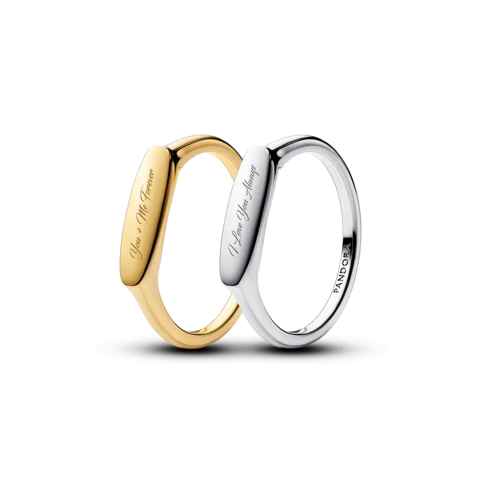 Engravable Love Notes Bar Ring Set - Image 4