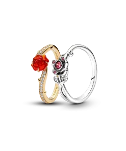 Two-Tone Beauty and the Beast Ring Set