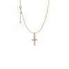 Sparkling Round Bezel Cross Pendant Necklace