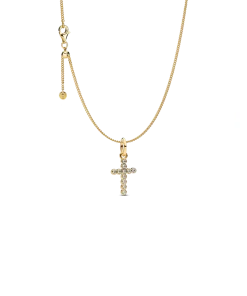 Sparkling Round Bezel Cross Pendant Necklace