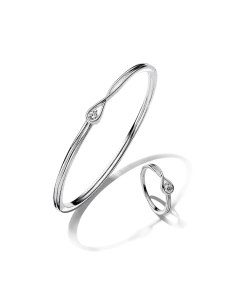 Pandora Brilliance Lab-Grown Diamond Bangle Bracelet and Ring Set 0.30 carat tw Sterling Silver