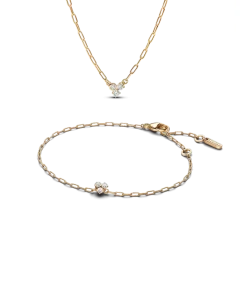 Lab-Grown Diamond Cluster Paperclip Necklace & Bracelet Set