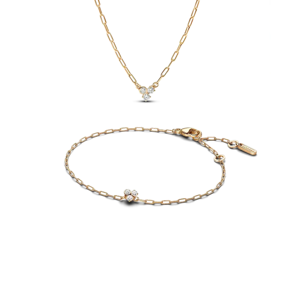 Lab-Grown Diamond Cluster Paperclip Necklace & Bracelet Set