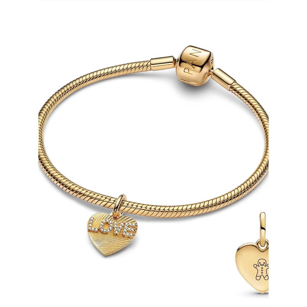 BE LOVE Engravable Golden Love Heart Charm Bracelet Set