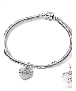BE LOVE Engravable Love Heart Charm Bracelet Set