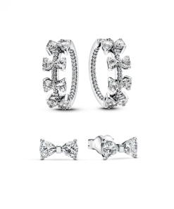 Sparkling Bow Stackable Earring Set