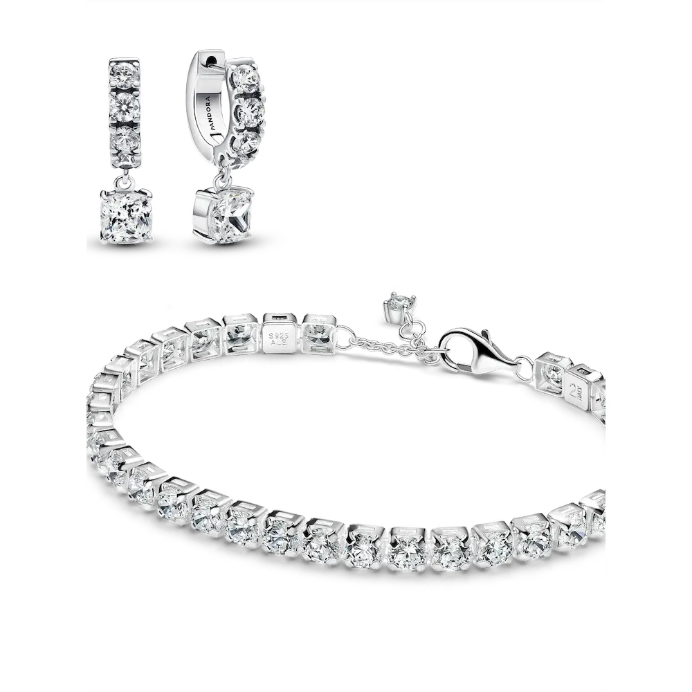 Bold Sparkling Tennis Bracelet and Earring Set