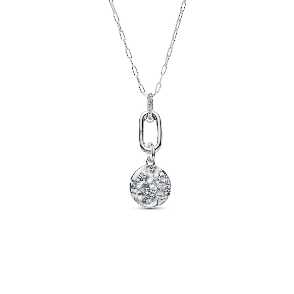 Cherry Blossom Medallion Charm Necklace Set