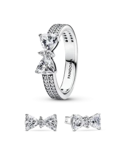 Sparkling Bow Double Ring Set