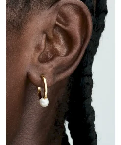 Alternative view of Treated Freshwater Cultured Pearl Hoop Earrings