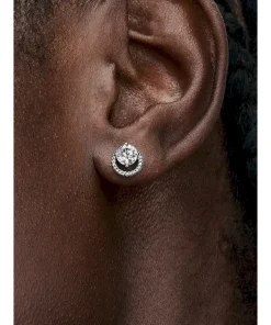 Alternative view of Sparkling Round Halo Stud Earrings