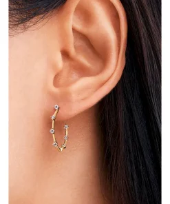 Alternative view of Pandora Era Lab-Grown Diamond Station Hoop Earrings